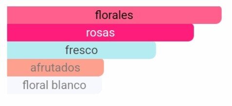 Pirámide olfativa de nuestra inspiración Chloé: notas de salida de peonía y fresia, corazón de rosa y lirio de los valles, con un fondo limpio de cedro y ámbar.