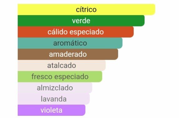 Pirámide olfativa 212 NYC notas de jengibre sándalo y fondo de incienso Maral Perfumes