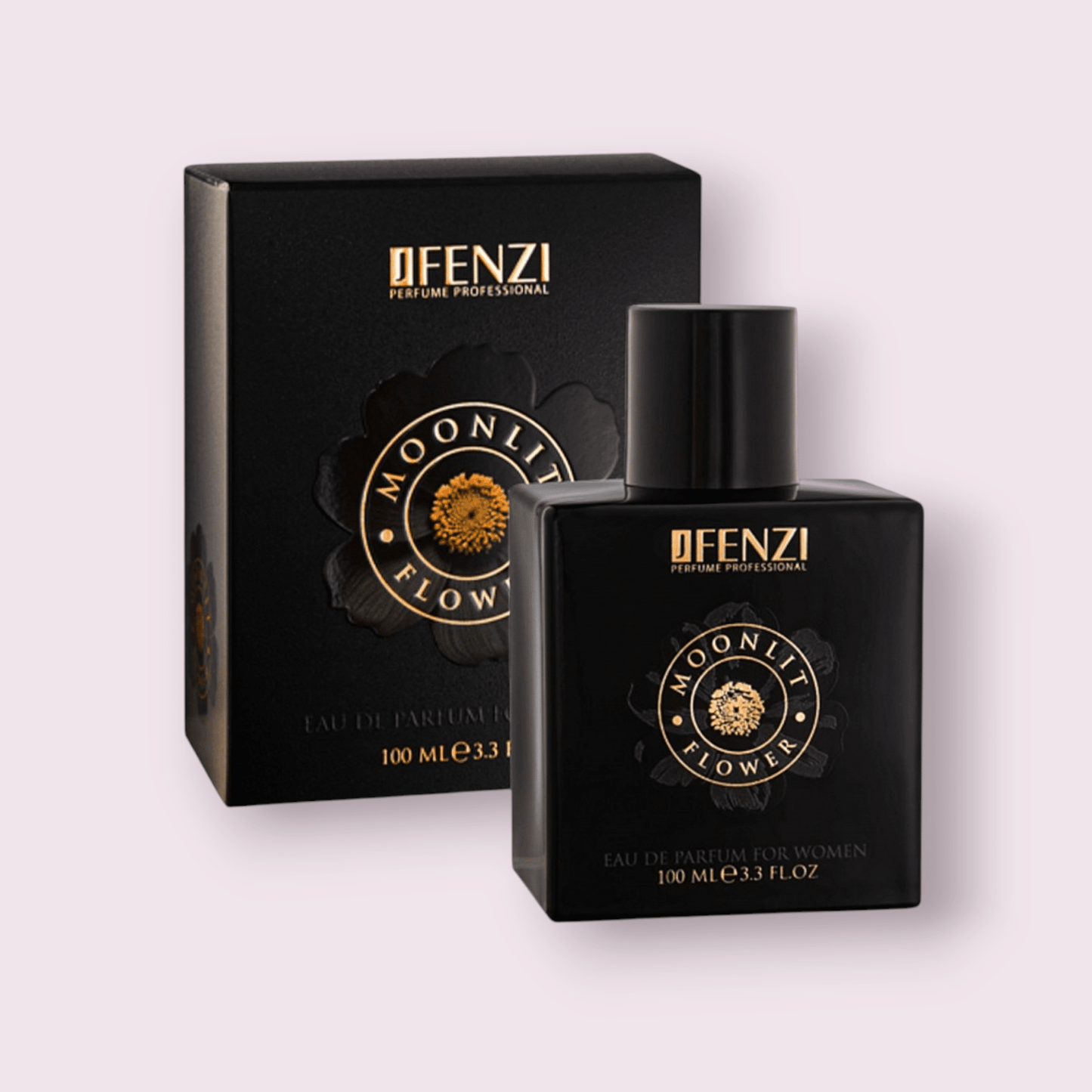 Frasco y estuche de Maral Perfumes para nuestra inspiración de Jasmin Noir. Un diseño sobrio y lujoso para un perfume femenino de gran intensidad.