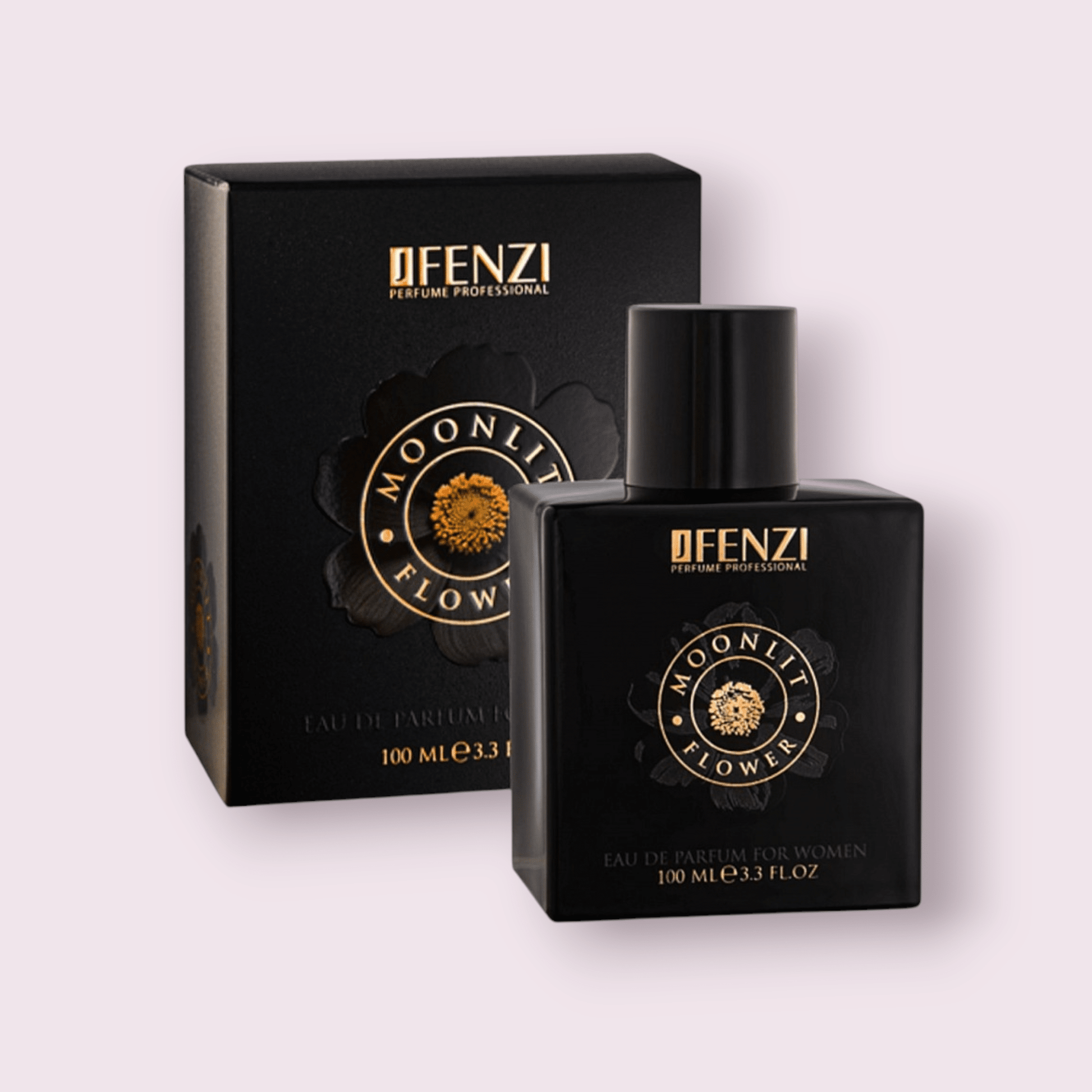 Frasco y estuche de Maral Perfumes para nuestra inspiración de Jasmin Noir. Un diseño sobrio y lujoso para un perfume femenino de gran intensidad.