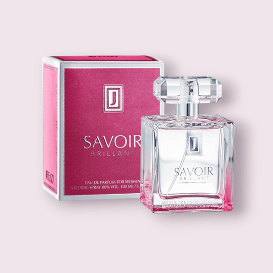 Envase y caja del perfume Maral inspirado en Bright Crystal. Diseño elegante y cristalino, el regalo ideal para mujeres que aman los aromas frescos y suaves.