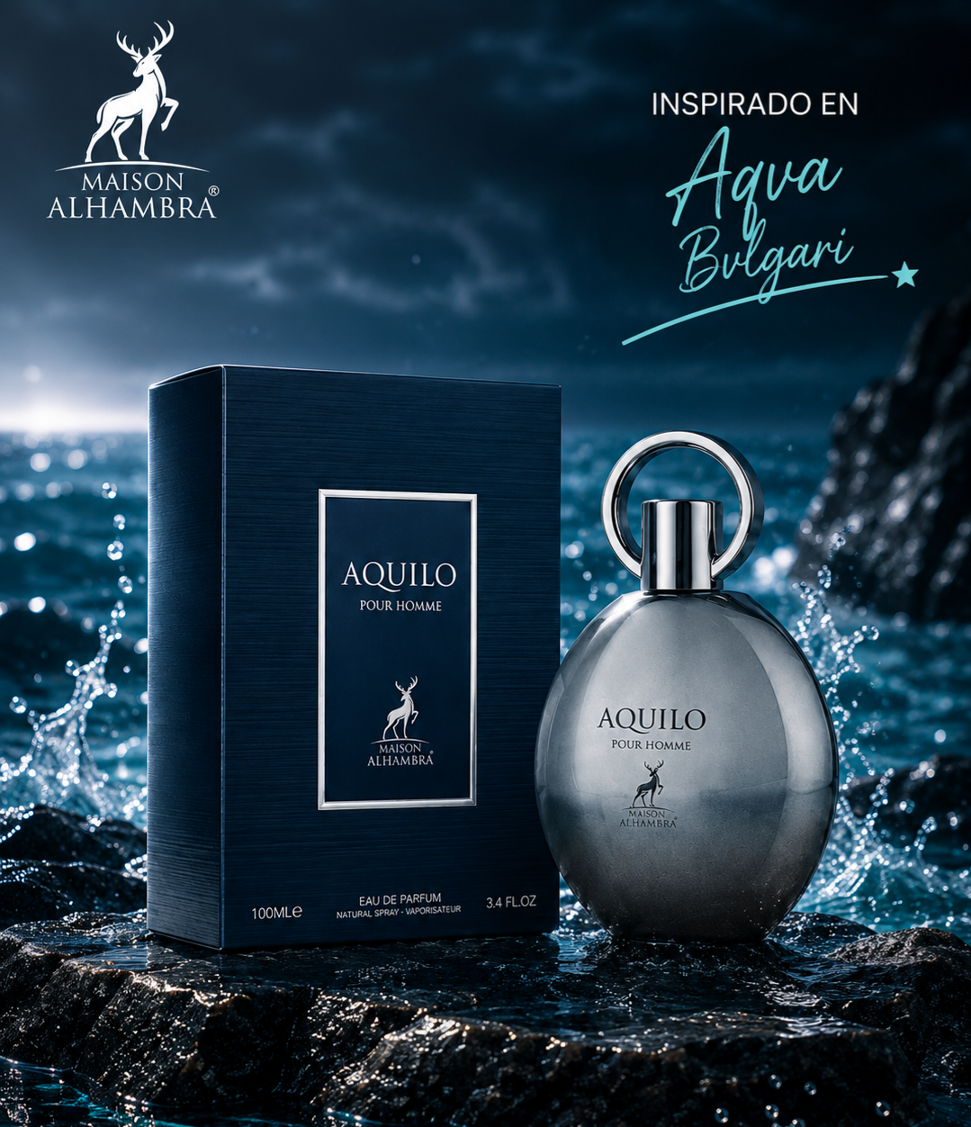 Perfume Aquilo Maison Alhambra 100ml ,la mejor inspiración de Aqva de Bvulgari